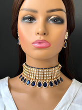 Blue Tyaani inspired premium Kundan choker in Rose Gold plating Silver foiled Kundan necklace/Traditional /Indian wedding/Bridal Jewelry