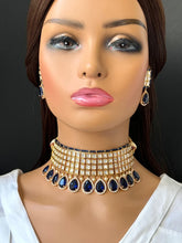 Blue Tyaani inspired premium Kundan choker in Rose Gold plating Silver foiled Kundan necklace/Traditional /Indian wedding/Bridal Jewelry