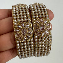 Polki Pearl Kundan antique dull gold finish Bangles Pair /Punjabi bangles/Bridal bangles/Indian wedding jewelry/Pakistani/Kada\bangles