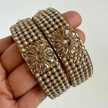 Polki Pearl Kundan antique dull gold finish Bangles Pair /Punjabi bangles/Bridal bangles/Indian wedding jewelry/Pakistani/Kada\bangles