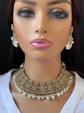 White Antique Polki Kundan Pearl Necklace, bridal, Indian Wedding Jewelry