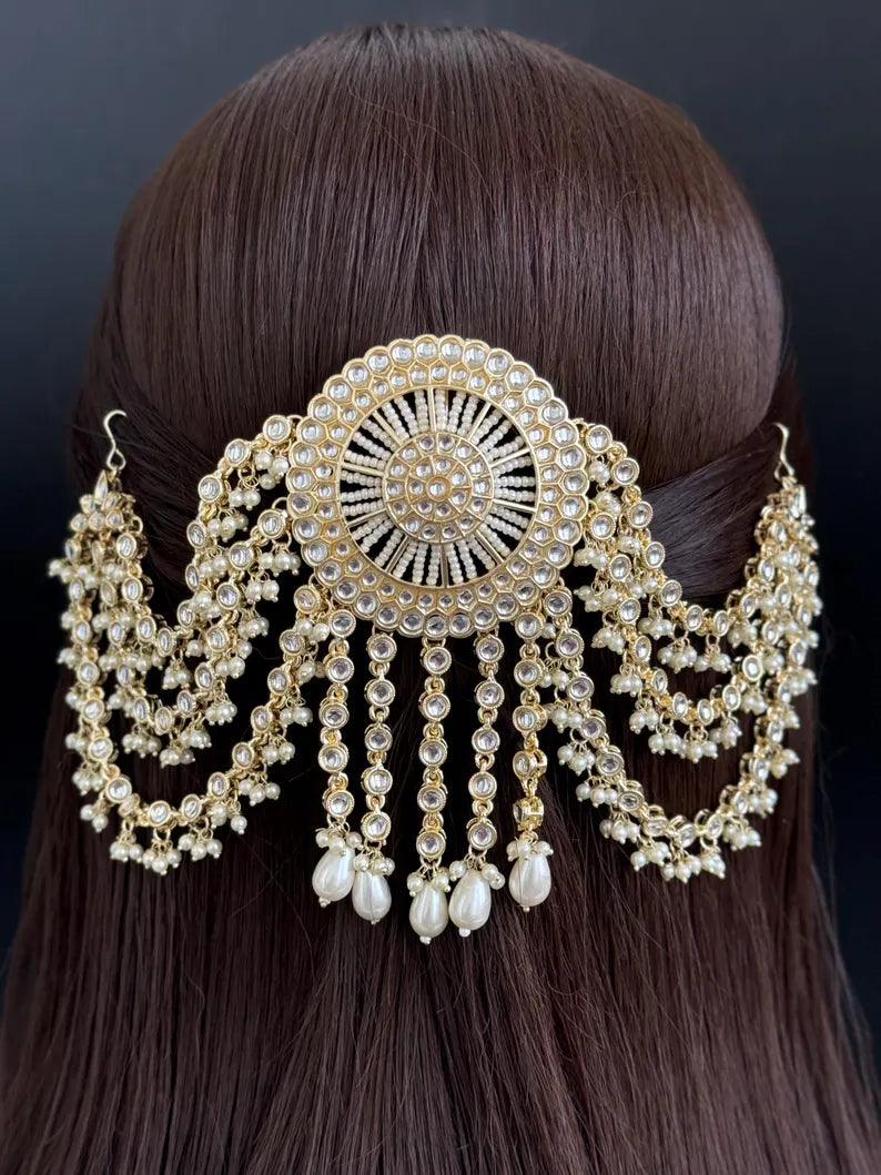 Ambada Kundan Hair Juda Choti Clip/Braid Clip/Indian Bridal Choti Pin /Kundan Hair accessories/Indian Wedding/Bridal Kundan Hair accessories