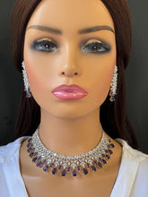 Purple CZ diamond bridal necklace, American Diamond wedding necklace, Cz jewelry, Indian, Pakistani, Punjabi wedding jewelry