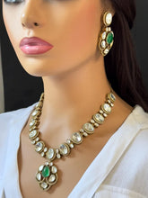 Green victorian uncut Polki Kundan necklace, Sabyasachi Designer necklace, Bollywood, Indian Pakistani Jewelry for Wedding, Bridal