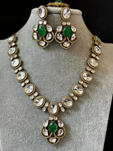 Green victorian uncut Polki Kundan necklace, Sabyasachi Designer necklace, Bollywood, Indian Pakistani Jewelry for Wedding, Bridal