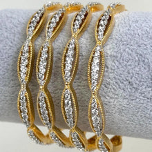 Delicate Gold plated American Diamond Bangles /CZ Bangles/Bracelet/Indian Party Bangles/CZ stone bangle/Indian wedding/bridal jewelry 4Pcs