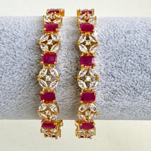 Set of 2 Gold Diamond bangles/Mint Pink and Ruby CZ Bangles Indian bangles Diamond Bracelets Bangles bridal bangles Indian wedding bridal