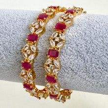 Set of 2 Gold Diamond bangles/Mint Pink and Ruby CZ Bangles Indian bangles Diamond Bracelets Bangles bridal bangles Indian wedding bridal