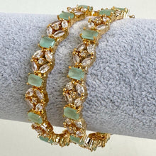 Set of 2 Gold Diamond bangles/Mint Pink and Ruby CZ Bangles Indian bangles Diamond Bracelets Bangles bridal bangles Indian wedding bridal