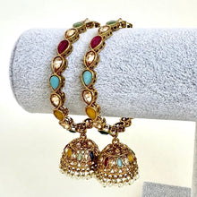 Restocked Bollywood Style Polki Kundan antique finish Jhumka Bangles Set Punjabi Pearl bangles Set/Bridal bangles/ wedding jewelry/pakistani