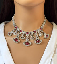 Ruby Silver/RoseGold American Diamond necklace/CZ Necklace /Elegant/Unique Jewelry/Indian/Pakistani/Bollywood/Indian Wedding/Bridal diamond