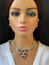 Ruby CZ diamond Necklace,Indian Pakistani wedding Jewelry,Mother of the Bride,Crystal Necklace, Bridesmaid, Gift for her