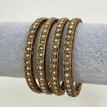 Set of 4 Polki Kundan antique finish Bangles Set mix Sizes Punjabi Pearl bangles Set/Bridal bangles/Antique bangles/Polki Reverse AD bangles