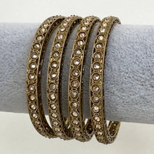 Set of 4 Polki Kundan antique finish Bangles Set mix Sizes Punjabi Pearl bangles Set/Bridal bangles/Antique bangles/Polki Reverse AD bangles