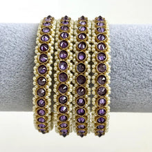PurpleSet of 4 Polki Stone antique finish Bangles Set mix Sizes Punjabi Pearl bangles Set/Bridal bangles/Antique bangles/Polki Pearl bangles