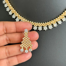Gold Dual Tone CZ American Diamond necklace/Dainty Gold CZ Stones Necklace/Elegant/Unique Jewelry/Indian/Pakistani/Bollywood/Indian Wedding