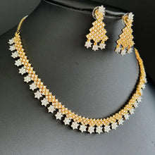 Gold Dual Tone CZ American Diamond necklace/Dainty Gold CZ Stones Necklace/Elegant/Unique Jewelry/Indian/Pakistani/Bollywood/Indian Wedding