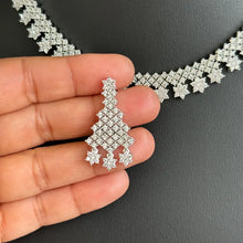Silver Tone CZ American Diamond Necklace/Dainty Gold CZ Stones Necklace/Elegant/Unique Jewelry/Indian/Pakistani/Bollywood/Indian Wedding