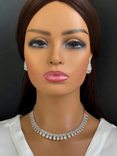 Silver Tone CZ American Diamond Necklace/Dainty Gold CZ Stones Necklace/Elegant/Unique Jewelry/Indian/Pakistani/Bollywood/Indian Wedding