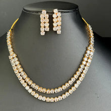 Gold Tone 2 layered CZ American Diamond Necklace/Gold CZ Stones Necklace/Elegant/Unique Jewelry/Indian/Pakistani/Bollywood/Indian Wedding