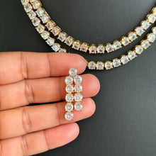 Gold Tone 2 layered CZ American Diamond Necklace/Gold CZ Stones Necklace/Elegant/Unique Jewelry/Indian/Pakistani/Bollywood/Indian Wedding