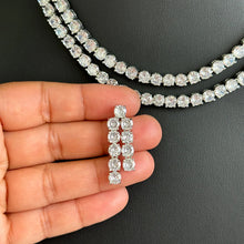 SilverTone 2 layered CZ American Diamond Necklace,Silver CZ Stones Necklace/Elegant/Unique Jewelry/Indian/Pakistani/Bollywood/Indian Wedding