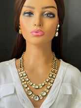 Green Premium Moissanite Polki Kundan Necklace - Sabyasachi Inspired Fine Jewelry, Indian Bollywood Celebrity Style Kundan Necklace, Bridal