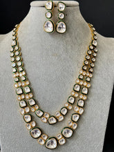Green Premium Moissanite Polki Kundan Necklace - Sabyasachi Inspired Fine Jewelry, Indian Bollywood Celebrity Style Kundan Necklace, Bridal