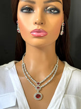 Ruby CZ diamond necklace, American Diamond wedding necklace, Cz jewelry, Indian, Pakistani, Punjabi wedding jewelry, Bridal necklace