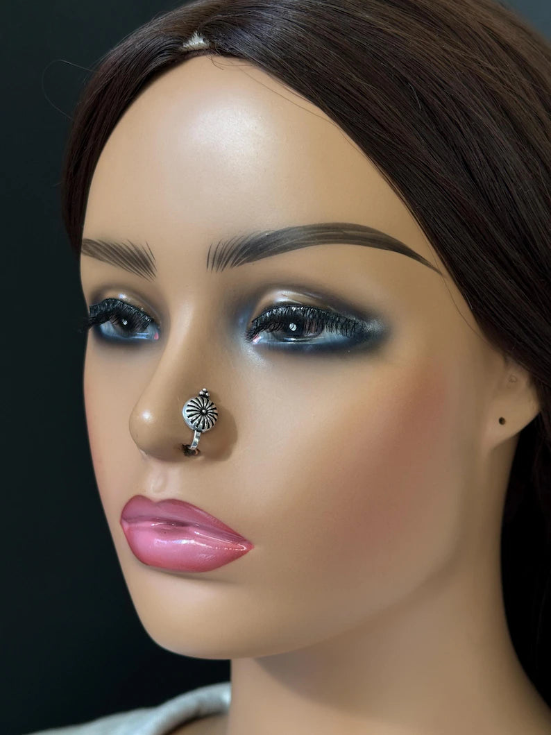 Oxidized Nose Pin/Nath/Nathani/Boho Jewelry/Nose Clip/Ear Cuff/NON piercing nose ring/Bollywood Jewelry/Alia bhatt nose pin