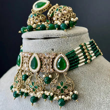 Green antique Polki Kundan Indian necklace set for Indian Pakistani Wedding Jewelry