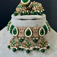 Green antique Polki Kundan Indian necklace set for Indian Pakistani Wedding Jewelry