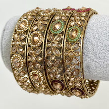 A Pair of Polki Pearl Kundan antique dull gold finish Bangles Pair /Punjabi bangles/Bridal bangles/Indian wedding jewelry/Pakistani/Kada