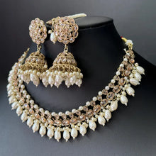 White Antique Polki Kundan necklace set/Reverse Ad Necklace/Statement necklace/Indian/Punjabi Necklace/Pakistani Jewelry/Bridal necklace