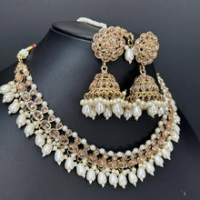 White Antique Polki Kundan necklace set/Reverse Ad Necklace/Statement necklace/Indian/Punjabi Necklace/Pakistani Jewelry/Bridal necklace