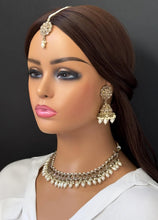 White Antique Polki Kundan necklace set/Reverse Ad Necklace/Statement necklace/Indian/Punjabi Necklace/Pakistani Jewelry/Bridal necklace