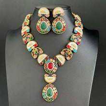Multi Victorian Sabyasachi inspired semi preciuos muti stones Pendant Necklace,Indian Bridal Jewelry,Bollywood Sabyasachi Necklace, designer