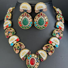 Multi Victorian Sabyasachi inspired semi preciuos muti stones Pendant Necklace,Indian Bridal Jewelry,Bollywood Sabyasachi Necklace, designer