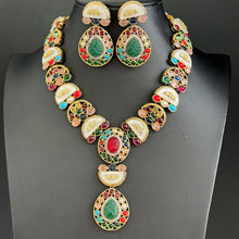 Multi Victorian Sabyasachi inspired semi preciuos muti stones Pendant Necklace,Indian Bridal Jewelry,Bollywood Sabyasachi Necklace, designer