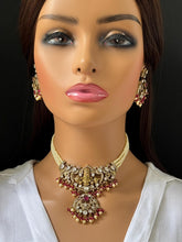 Ruby Victorian Moissanite Polki Kundan Necklace, Temple Jewelry, South Indian Necklace, Pearl, Indian wedding Jewelry, Designer Necklace