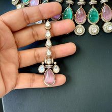 MintPink Bridal Mossinate Polki Victorian Necklace, Sabyasachi Necklace, Wedding necklace,Semi Precious Jewelry,Bollywood Celebrity Necklace
