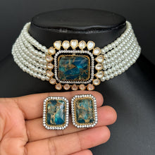 Victorian Marble Stone Polki Statement Choker, Sabyasachi Inspired Choker, Designer necklace, Indian Pakistani Jewelry for Wedding, Bridal