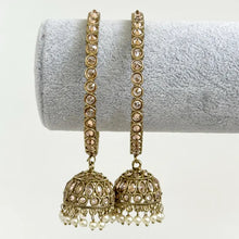 Bollywood Style Polki Kundan antique dull gold finish Pearl Jhumka Bangles Set Punjabi bangles Set/Bridal bangles/wedding/pakistani/2 pcs