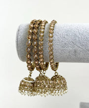 Bollywood Style Polki Kundan antique dull gold finish Pearl Jhumka Bangles Set Punjabi bangles Set/Bridal bangles/wedding/pakistani/2 pcs
