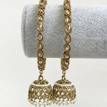 Bollywood Style Polki Kundan antique dull gold finish Pearl Jhumka Bangles Set Punjabi bangles Set/Bridal bangles/wedding/pakistani/2 pcs