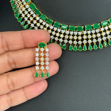 Green Gold Cz Diamond necklace/Delicate CZ Stones Necklace/Elegant/Unique Jewelry/Indian/Pakistani/Bollywood/Indian Wedding/Bridal