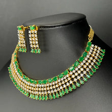 Green Gold Cz Diamond necklace/Delicate CZ Stones Necklace/Elegant/Unique Jewelry/Indian/Pakistani/Bollywood/Indian Wedding/Bridal