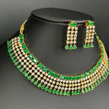 Green Gold Cz Diamond necklace/Delicate CZ Stones Necklace/Elegant/Unique Jewelry/Indian/Pakistani/Bollywood/Indian Wedding/Bridal