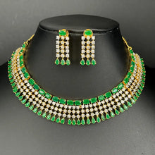 Green Gold Cz Diamond necklace/Delicate CZ Stones Necklace/Elegant/Unique Jewelry/Indian/Pakistani/Bollywood/Indian Wedding/Bridal
