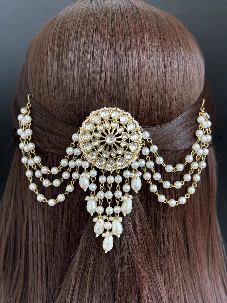 Ambada Kundan Hair Juda Choti Clip/Braid Clip/Indian Bridal Choti Pin /Kundan Hair accessories/Indian Wedding/Bridal Kundan Hair accessories